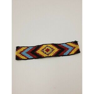 HUICHOL Bracelet with Native American Folk Art Diamond Eye/Arrow Seed bead
